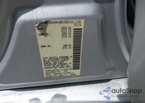 2014 Nissan Altima 2.5 S z USA, uszkodzony, nr VIN 1N4AL3AP5EC326929